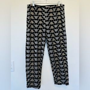 Frances Valentine black metallic velvet embroidered Petrie pants size 8